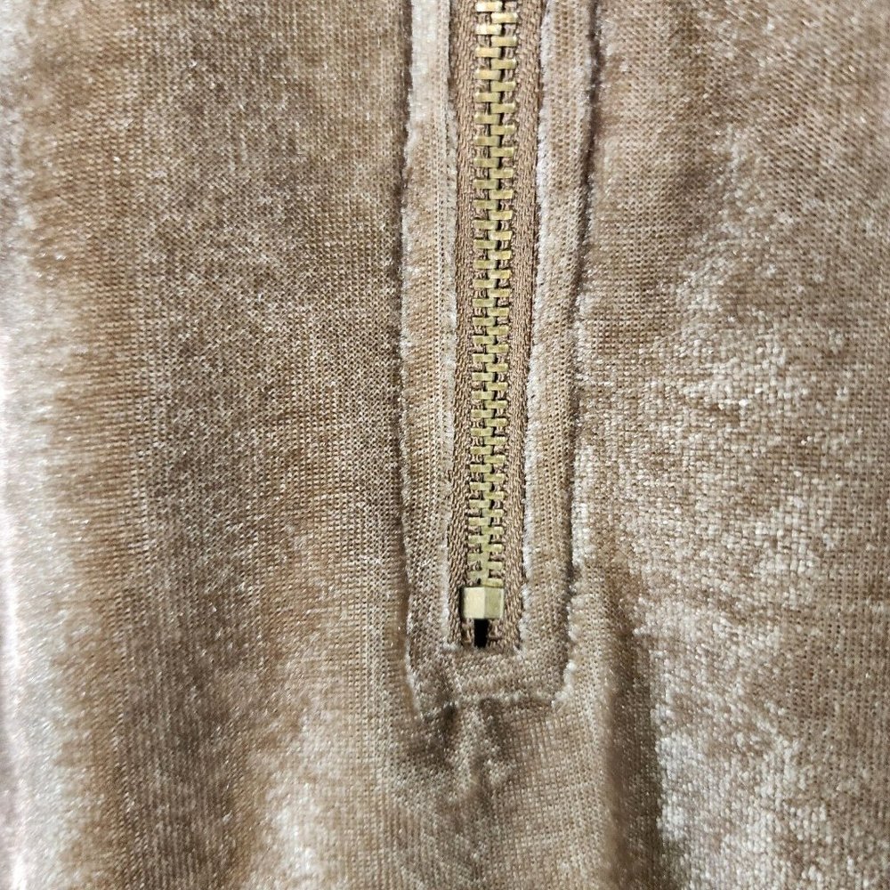 Anna Grace Hoodie Womens Small Gold Brown Retro Soft Velour 1/2 Zip Pullover - Picture 10 of 12